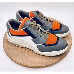 Prada Shoes Womens 8.5 39 Gray Orange Leather Sneakers Trainers